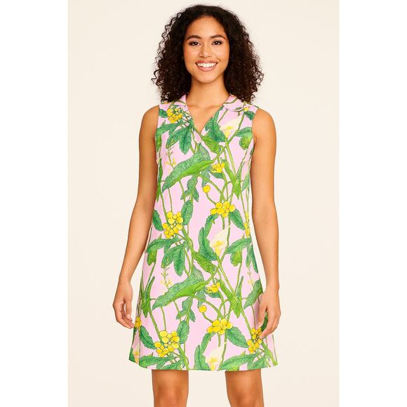 J. McLaughlin Dresses & Skirts - J. McLaughlin Ayla Light Pink Green Lily Frond Floral Collared Mini Dress Small